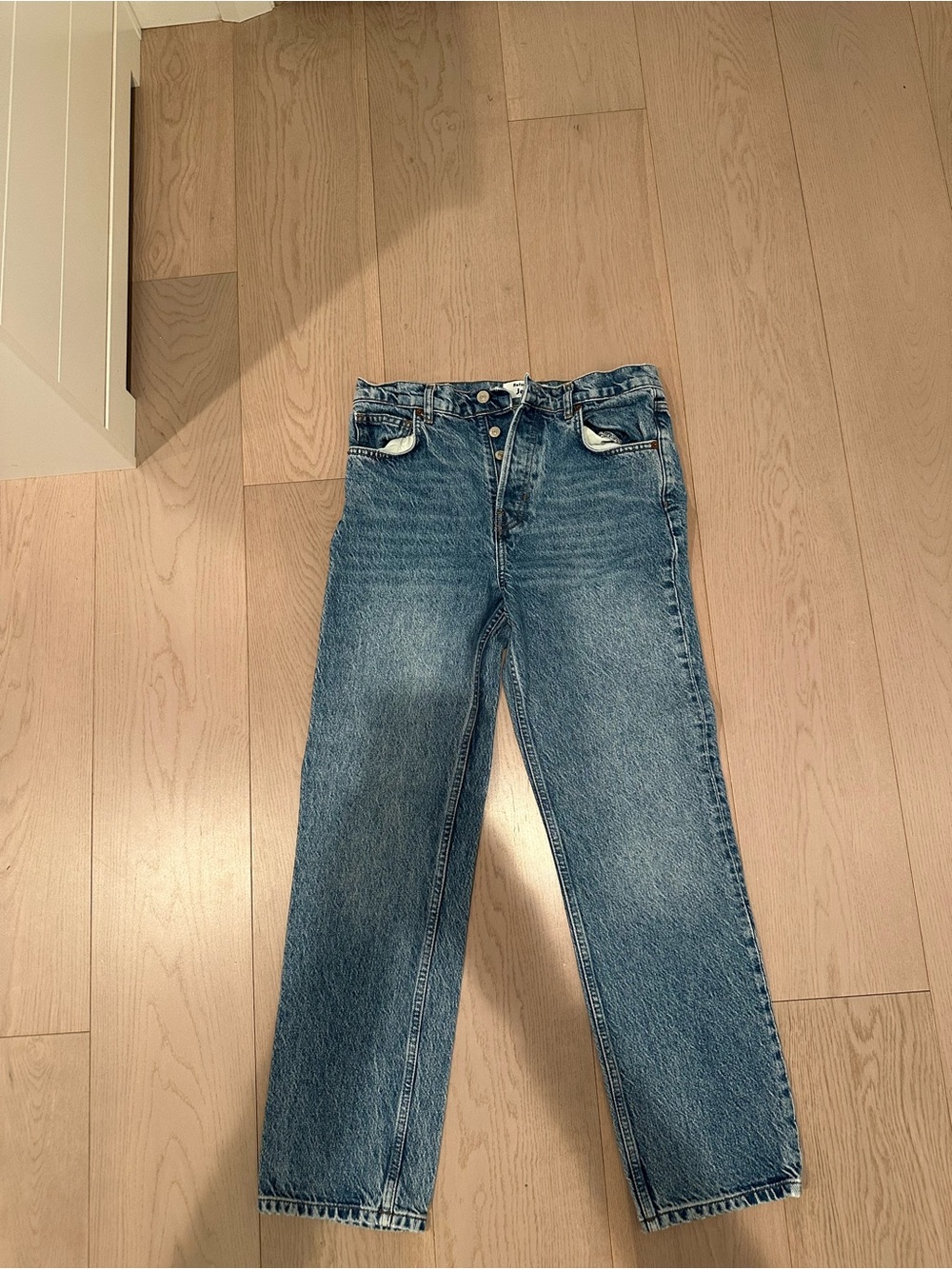 Reformation Straight-Leg Jeans in Medium Blue Wash